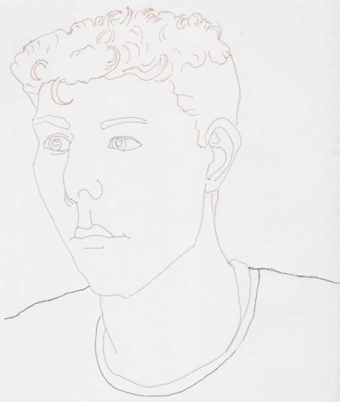 Man, 1 of 2, portrait, straight-to-ink line