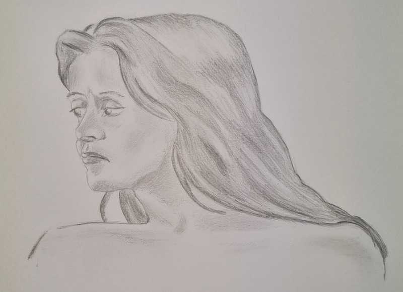 Woman, seated, pencil