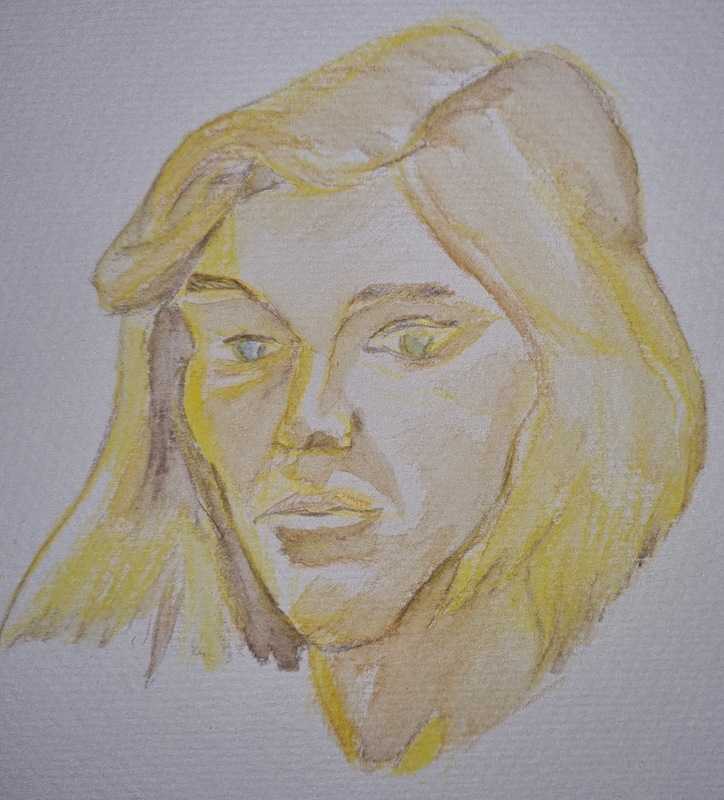 Woman, 1 of 3, portrait, watercolor pencil