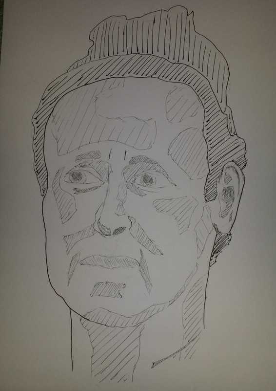 Portrait, woman, ink