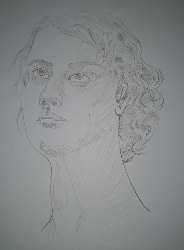 Woman, 2 of 3, portrait, inks