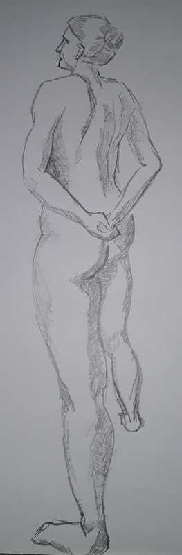 Woman, 3 of 6, standing (side), pencil