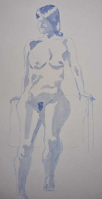 Woman, 1 of 2, seated, watercolour