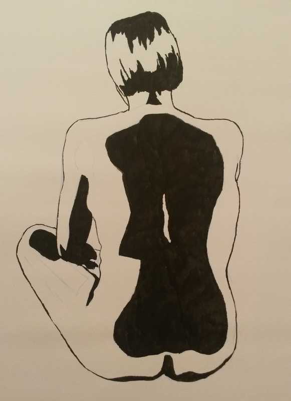 Woman, 6 of 6, seated, rear, heavy ink
