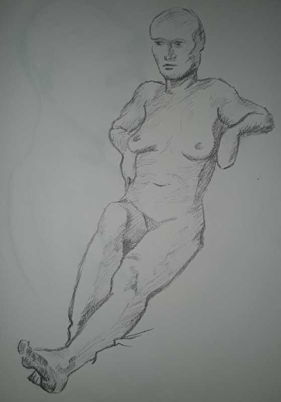 Woman, 3 of 5, reclined, pencil