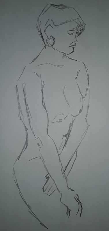 Woman, 1 of 8, standing, pencil