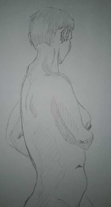 Woman, 2 of 6, torso (side), pencil