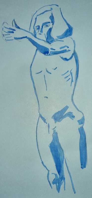 Man, 1 of 6, standing, pencil/ink/coloured paper