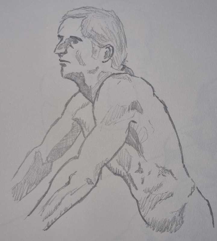 Man, 3 of 4, standing, pencil