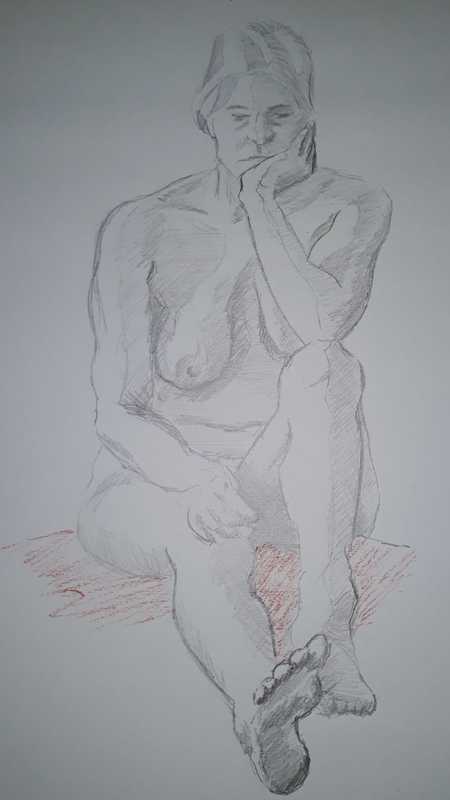 Woman, 1 of 5, seated, pencil