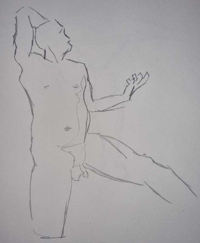 Man, 2 of 7, standing, pencil