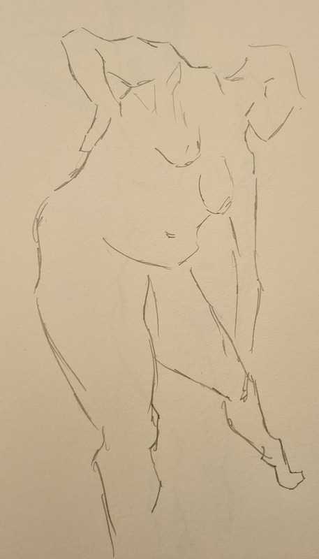 Woman, 1 of 11, standing, pencil