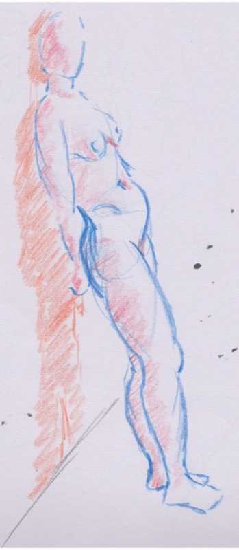 Woman, leaning on wall