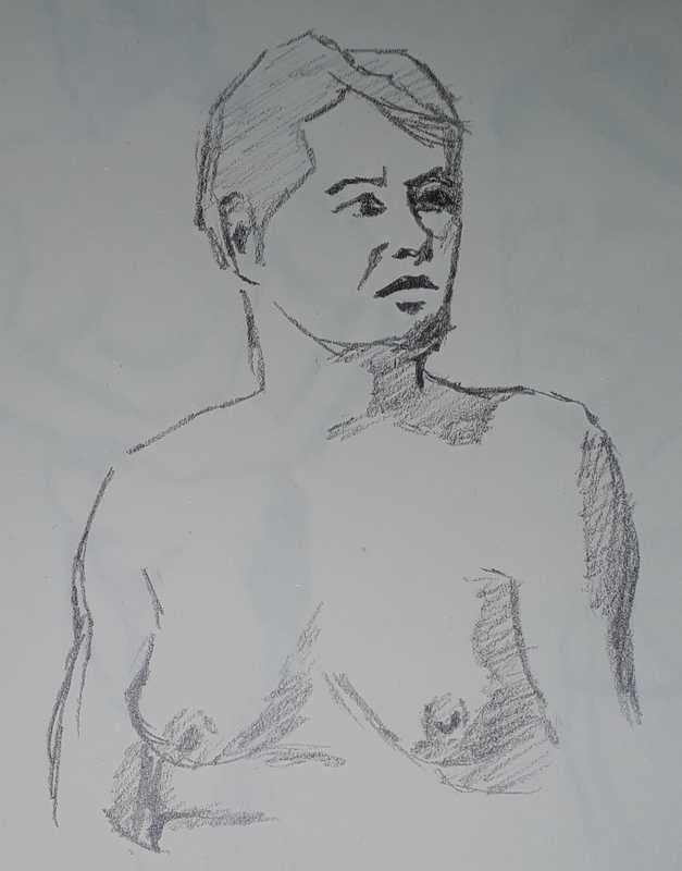 Woman, 2 of 2, torso, pencil