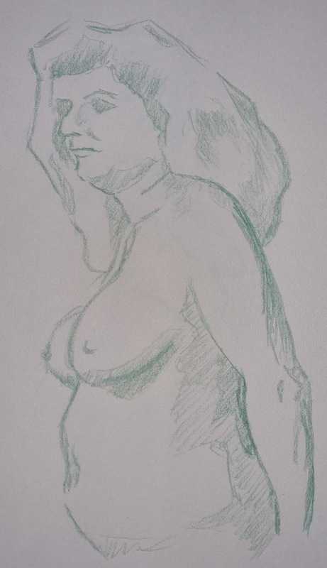 Woman, 7 of 10, standing, green pencil