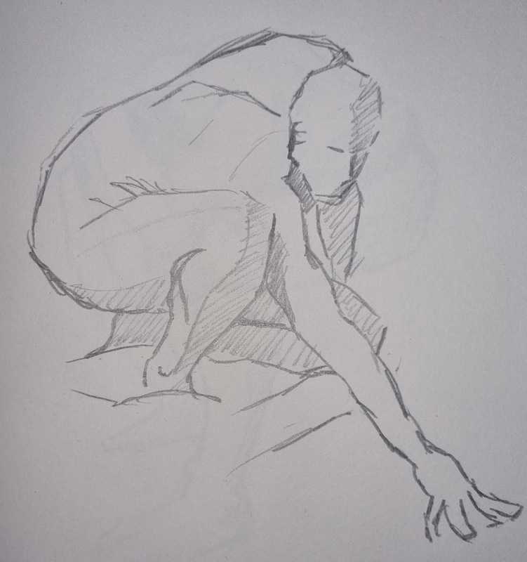 Man, 5 of 7, crouching, pencil