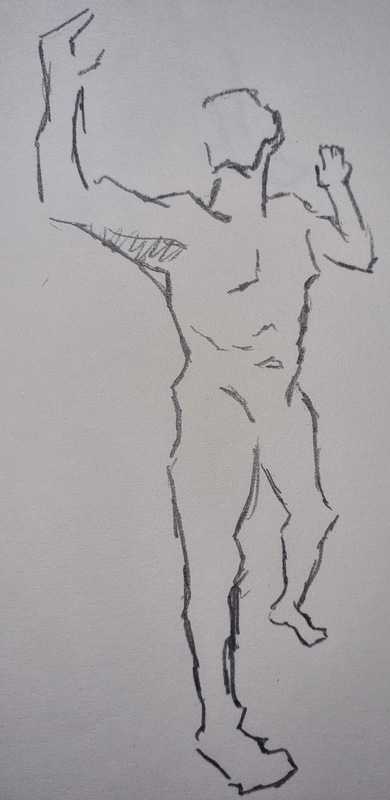Man, 1 of 5, standing, pencil