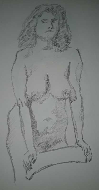 Woman, 3 of 6, standing, pencil