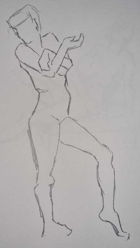 Woman, 1 of 6, standing, pencil