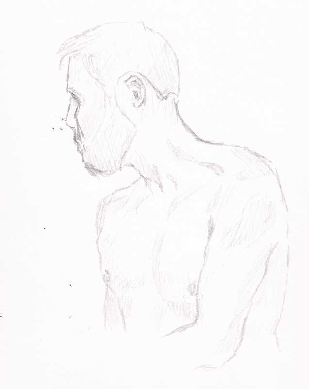 Man, torso, side view