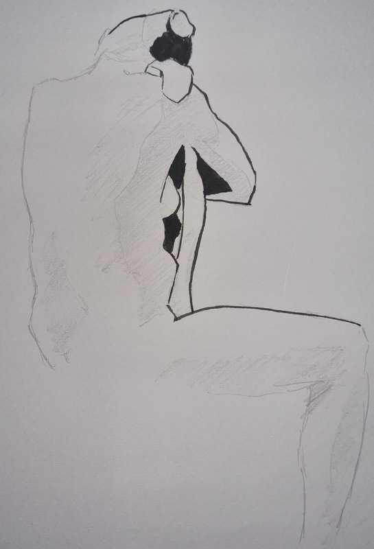 Woman, 4 of 7, seated, pencil/ink