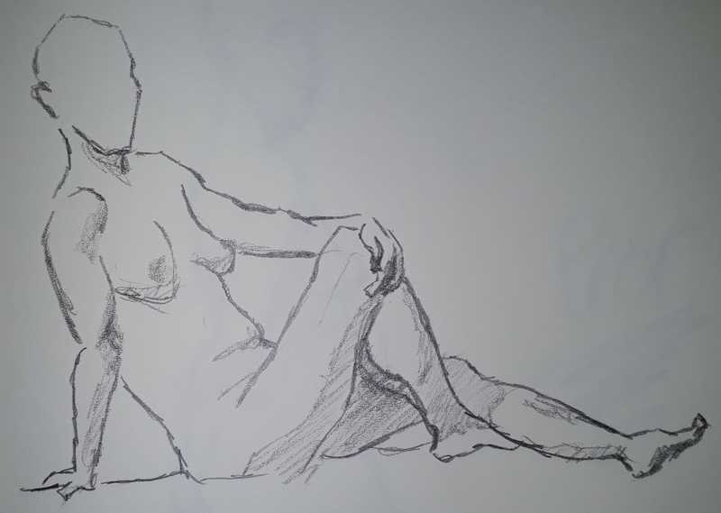 Woman, 2 of 5, seated, pencil