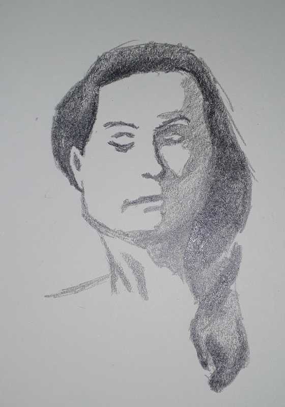 Woman, 6 of 6, portait, pencil