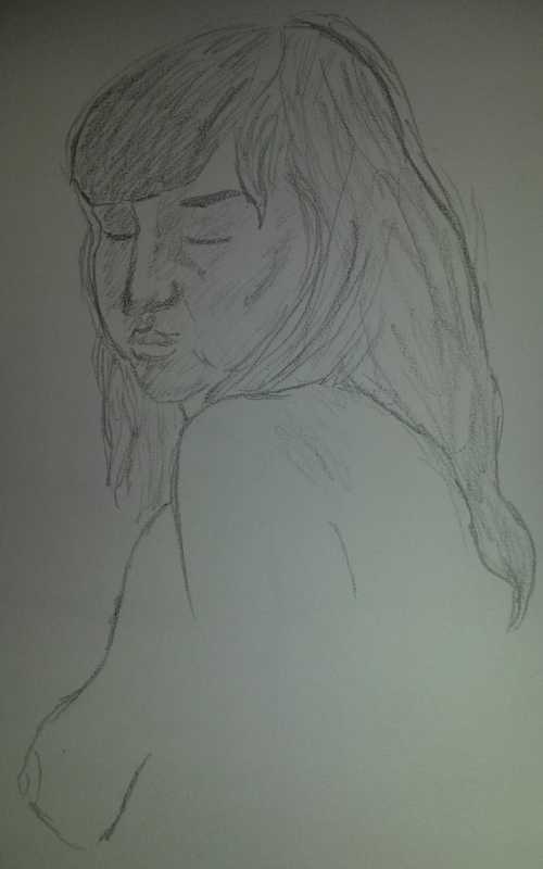 Portrait, female, over shoulder