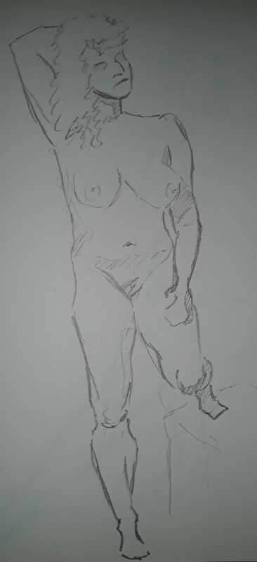Woman, 1 of 6, standing, pencil