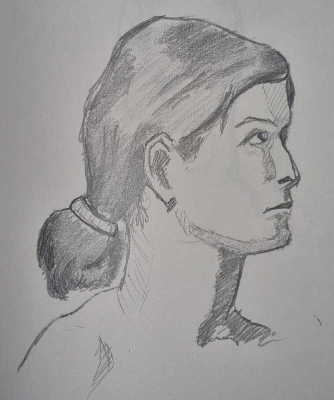 Woman, 5 of 7, portrait, pencil