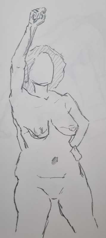 Woman, 1 of 6, standing, pencil