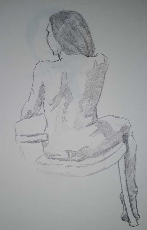 Woman, 5 of 6, seated (rear), pencil