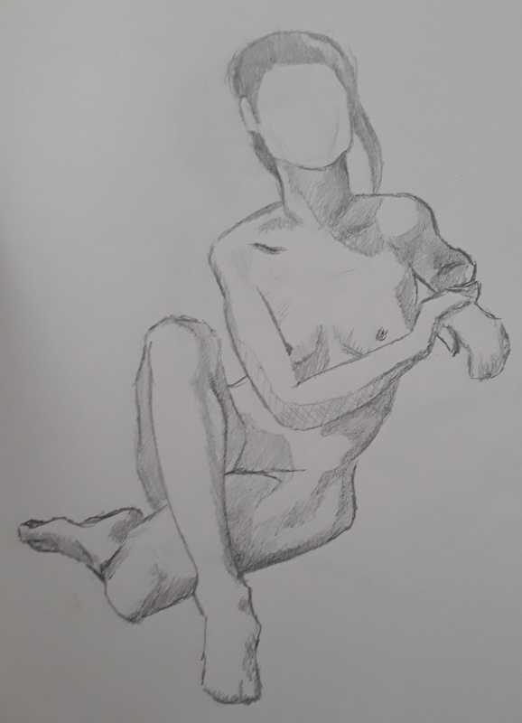Woman, 3 of 4, seated, pencil