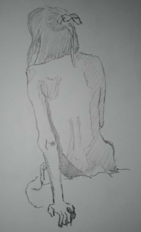 Woman, 4 of 5, seated, pencil