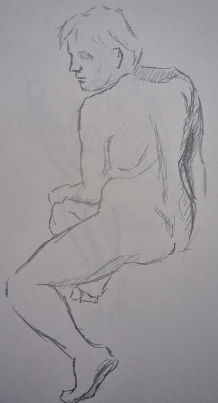 Woman, 6 of 8, seated, pencil