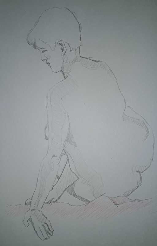 Woman, 4 of 6, seated (rear), pencil