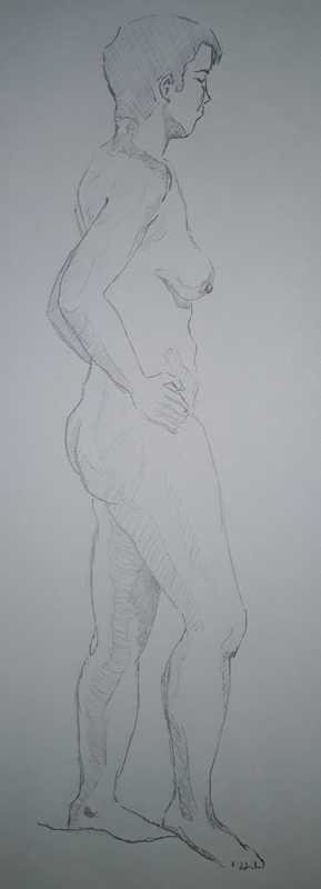 Woman, 6 of 6, standing (side), pencil