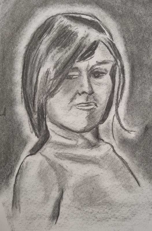 Woman, 2 of 2, portrait, charcoal