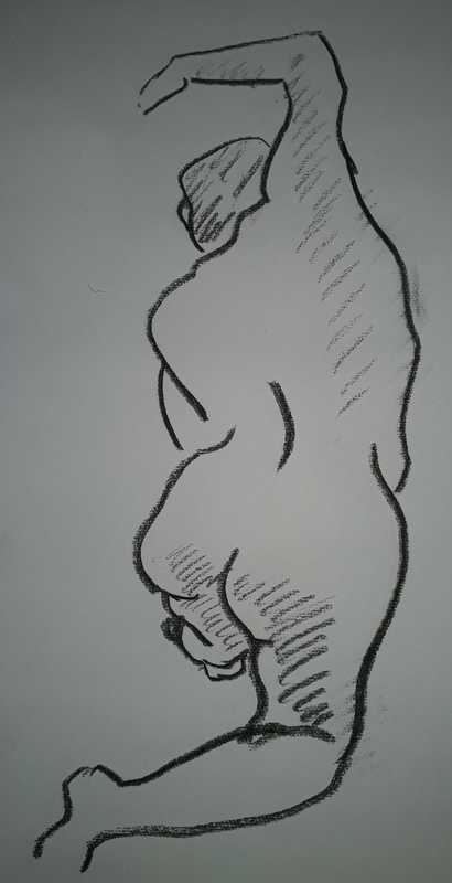 Woman, 2 of 5, kneeling (1 min), charcoal