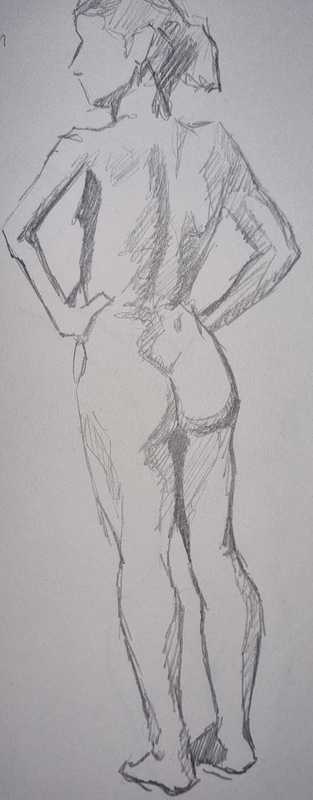Woman, 2 of 4, standing, pencil